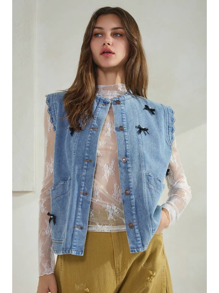 Plus Acid Washed Denim Vest for wholesale on Faire3