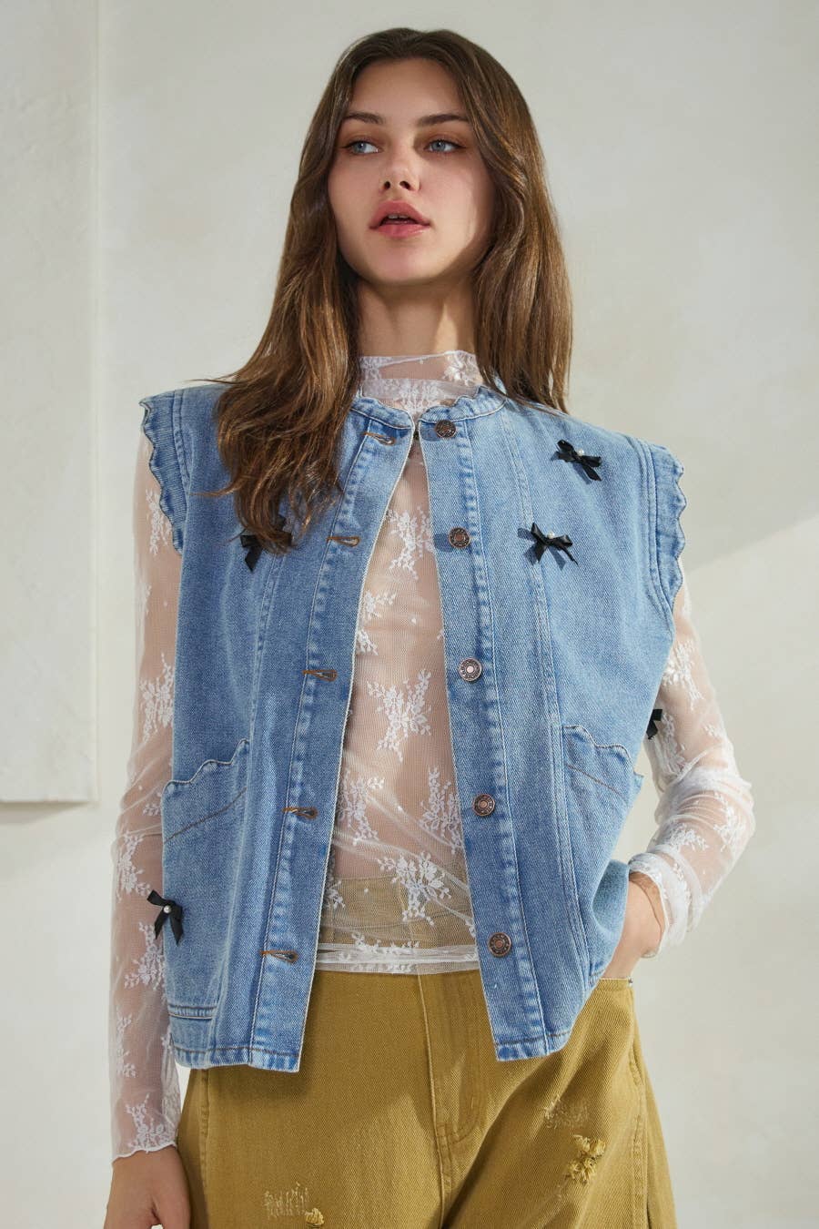 Acid Washed Denim Vest for wholesale on Faire