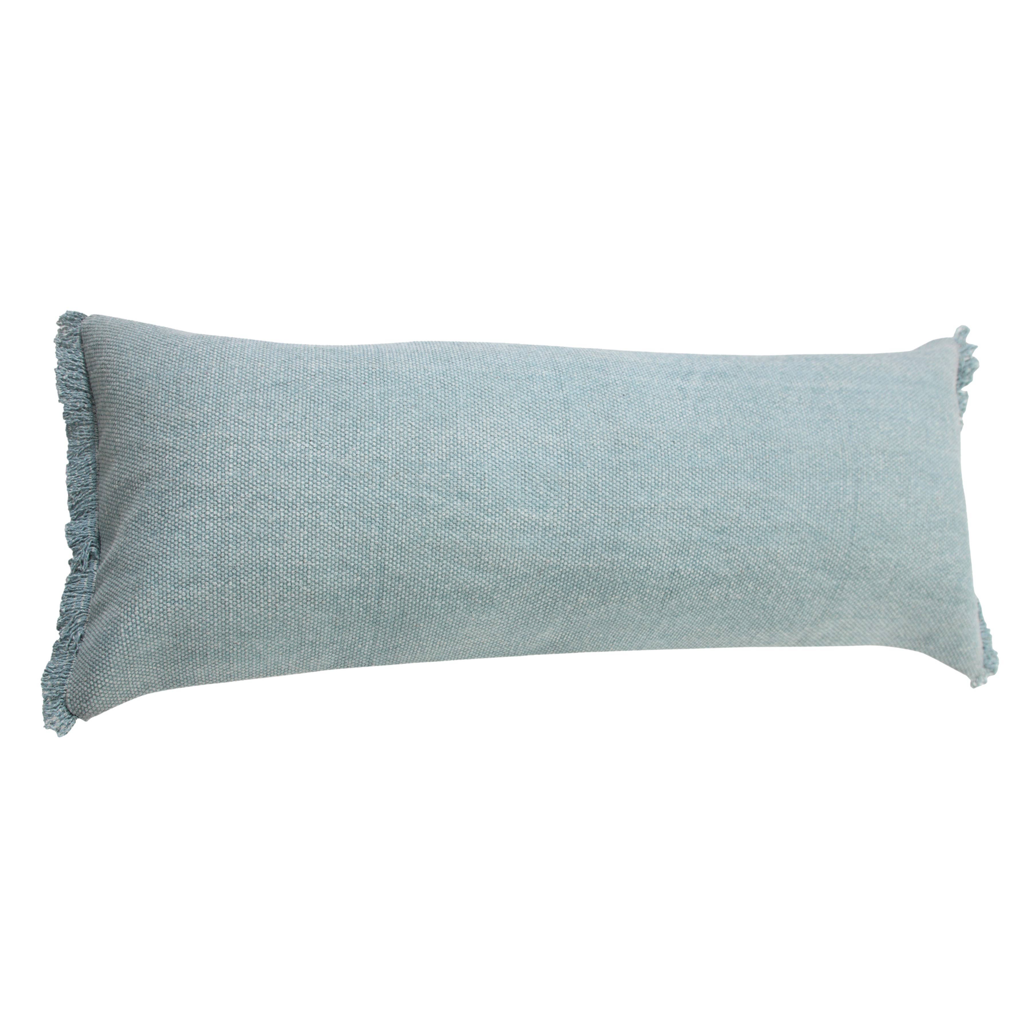 Light Blue Solid Stonewash Throw Pillow with Fringe for wholesale on Faire3