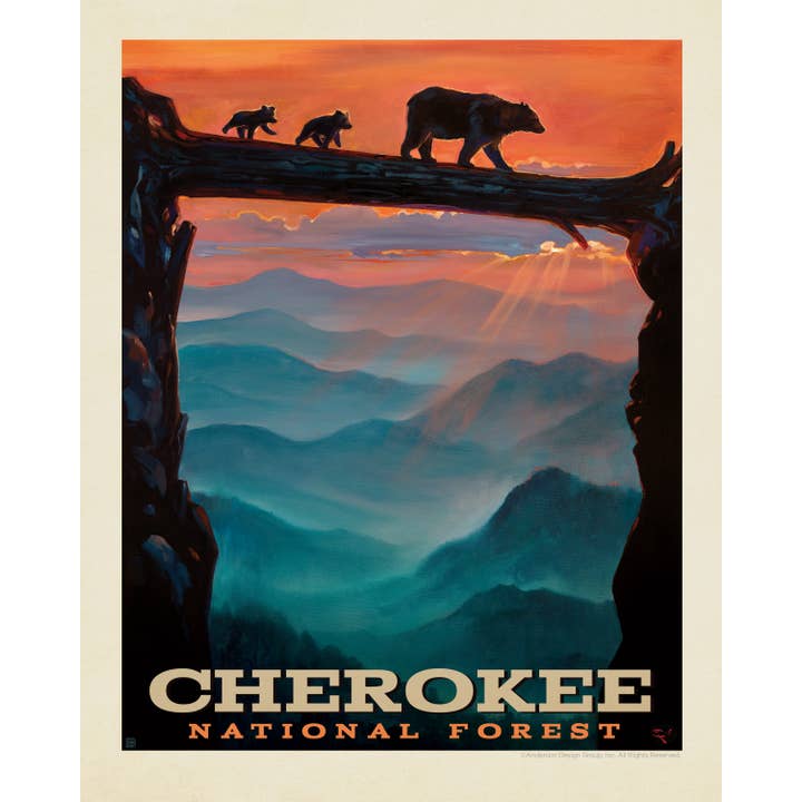 Impression 8" x 10" Traversée de la Forêt Nationale Cherokee pour la vente par Tourist Courts