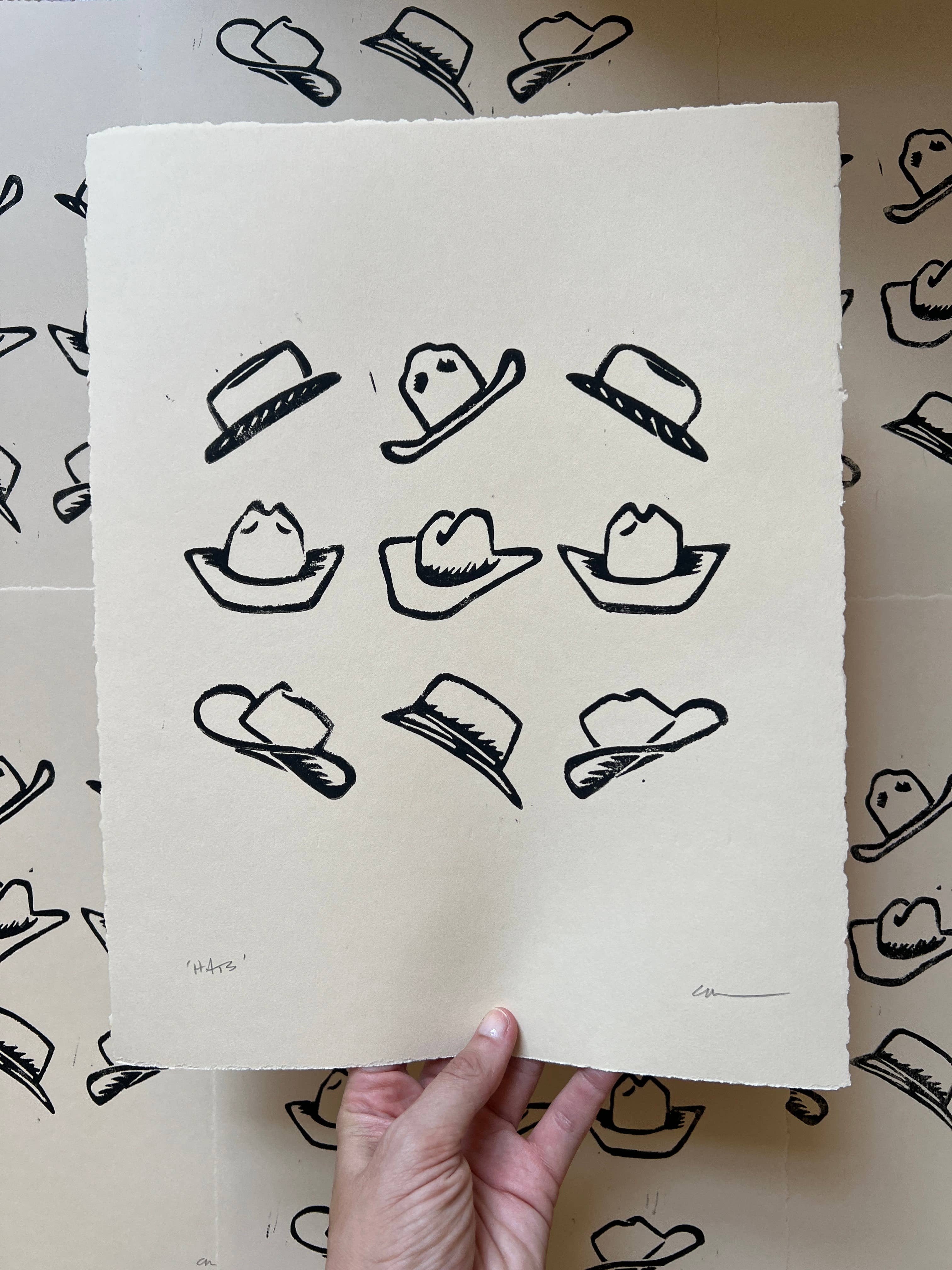 Studio Orch - Wholesale Art Print - 'Hats' Linocut Print2