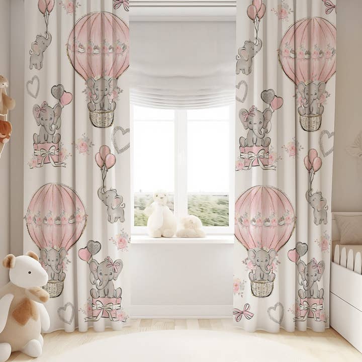 Pink Elephants Blackout Curtains for wholesale by Empowering Decor