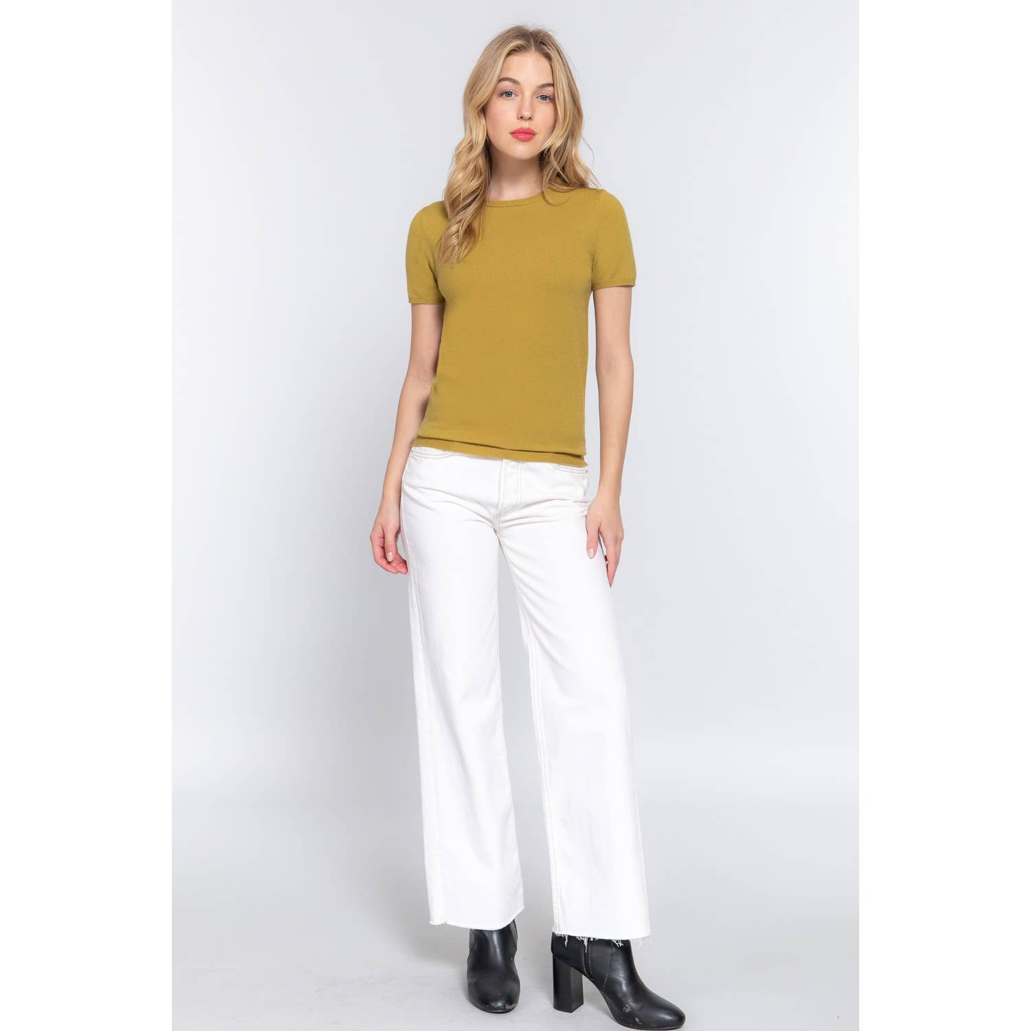 Apolline - Wholesale Knit Sweater - Women's - SHORT SLV ROUND NECK BASIC SPRING SWEATER9