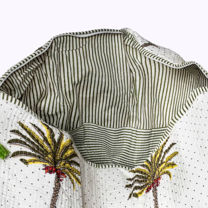 XXL strandtas 'Palms' van handbedrukt katoen voor wholesale door kikooni