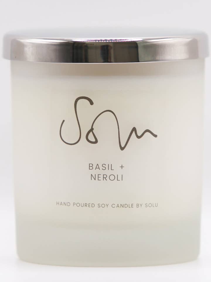 Basil + Neroli Soy Wax Candle for wholesale by Solu Candles