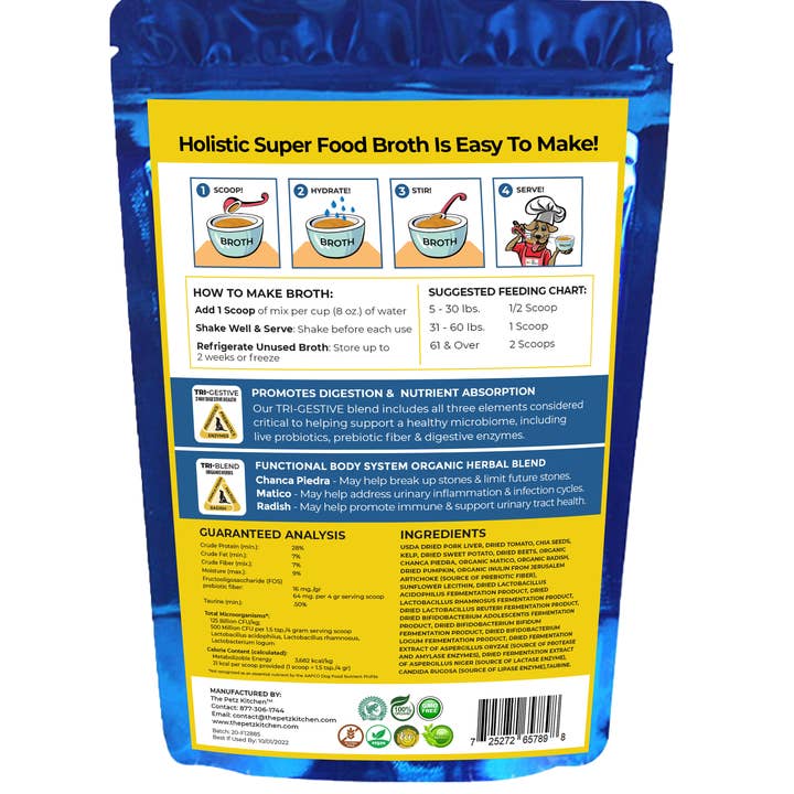 Natura Petz Organics – wholesale Kosttillskott för husdjur - Katt och hund – Super mat buljong Stone Breaker Support* Petz Kitchen Dogs & Cats3