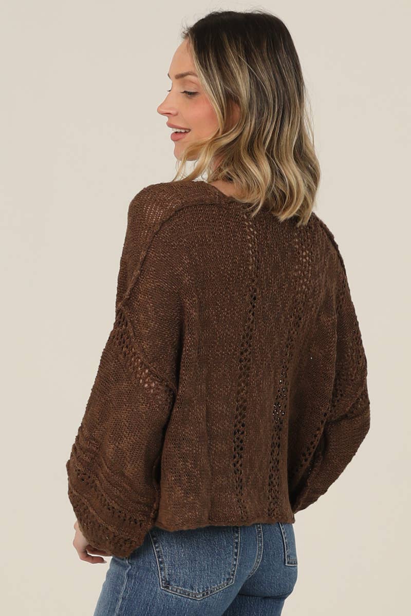 ANGIE - Wholesale Knit Sweater - Women's - XHE55-ASIS BEACHY LIGHT WEIGHT V NECK CROP PULLOVER SWEATER73