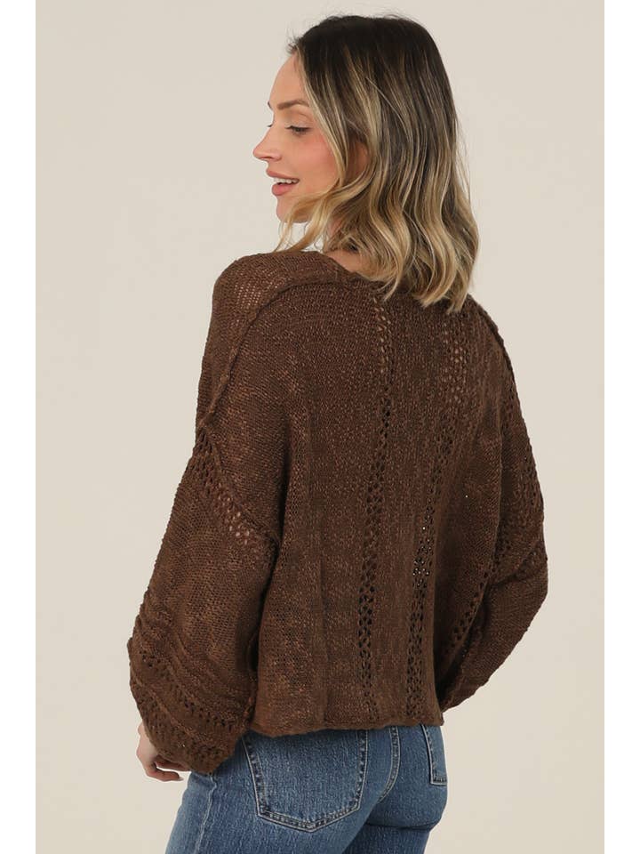 ANGIE - Wholesale Knit Sweater - Women's - XHE55-ASIS BEACHY LIGHT WEIGHT V NECK CROP PULLOVER SWEATER73