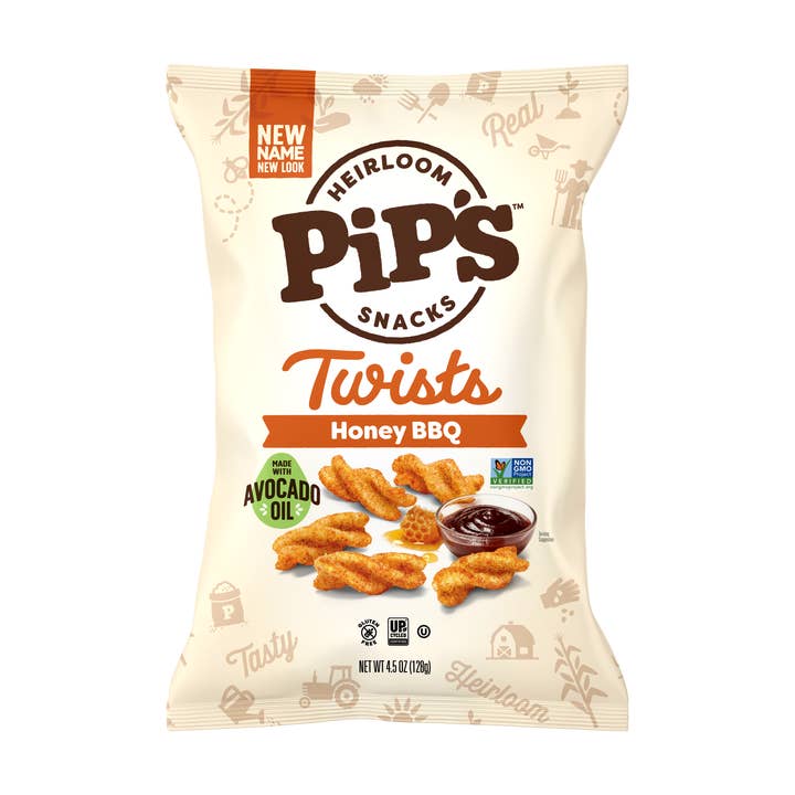 Pip's Heirloom Snacks - Wholesale Puffed Snack - Honey BBQ Twists 4.5 Oz (12 Bags in 1 Case)1
