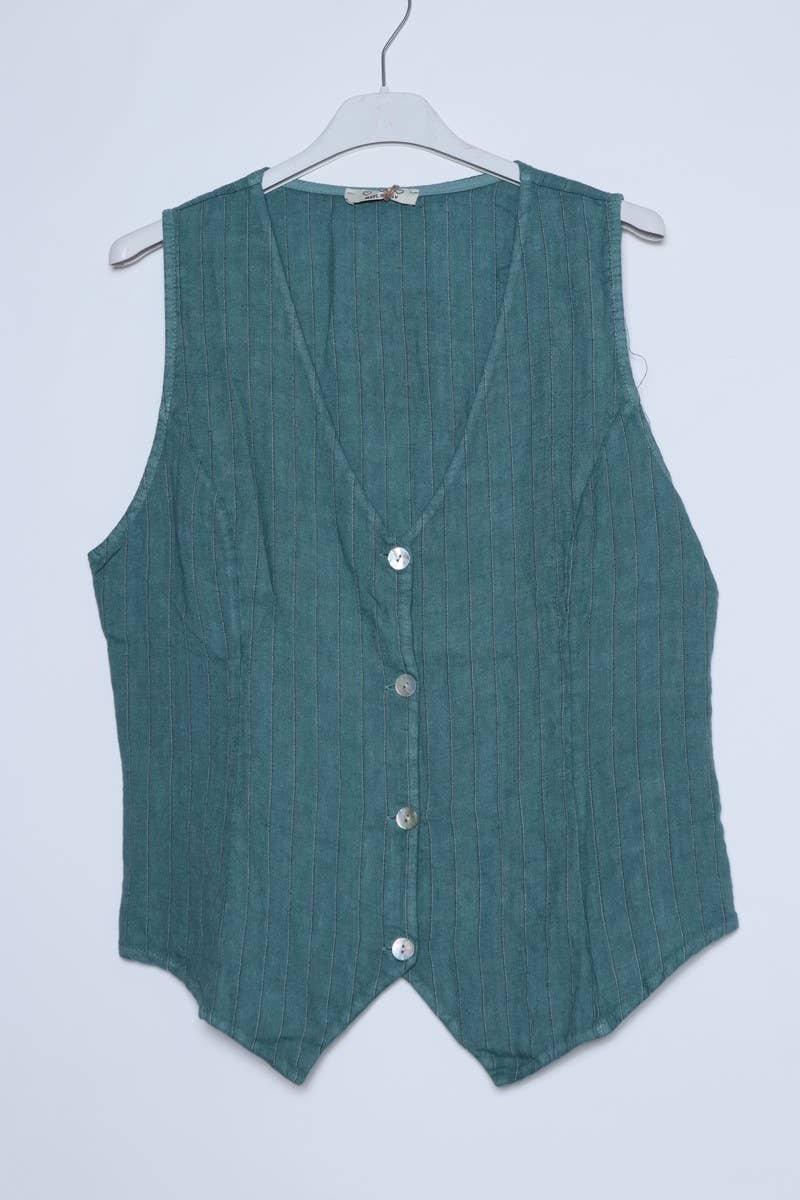 LÉA & LUC - Wholesale Button Down Shirt - Women's - Sleeveless shirt in 100% Linen REF. 517016