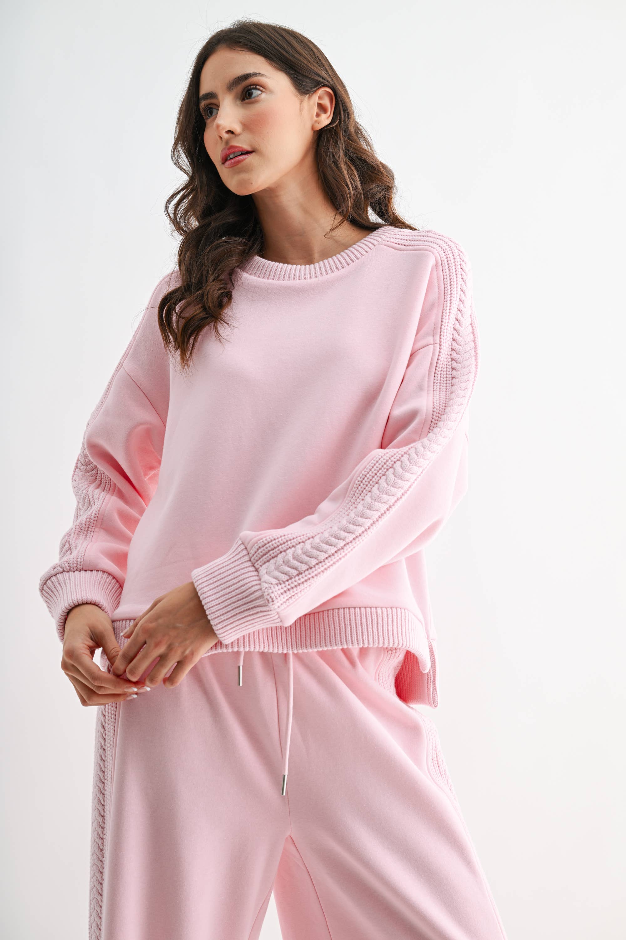 Camellia – wholesale Tops set – Women's – CS10248E CABLE KNIT TRIM OVERSIZED LOUNGE SET19
