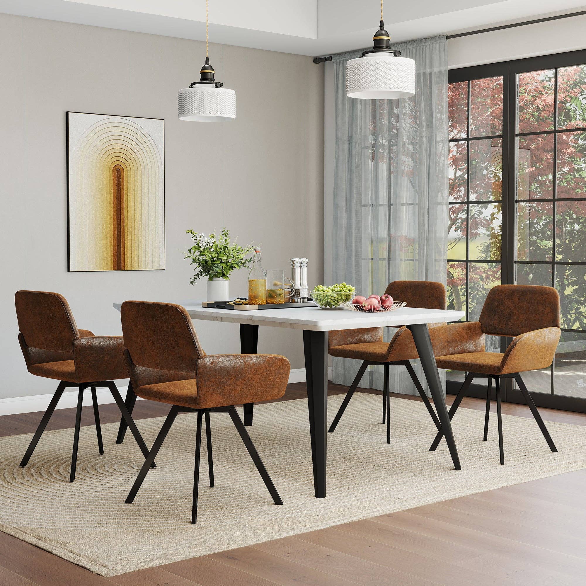 Urban Meuble - Wholesale Chair - Set of 2 vintage dining chairs swivel suede fabric brown CALIFORNIA KD SUEDE BROWN SWIVEL9