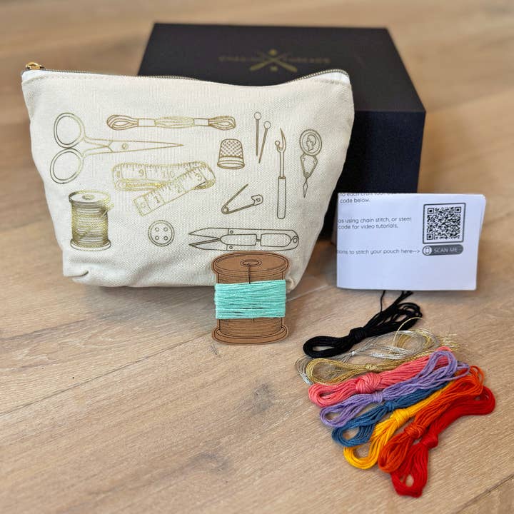 Stitch Your Craft Tools Zip Pouch - Embroidery Kit wash bag for wholesale by Chasing Threads