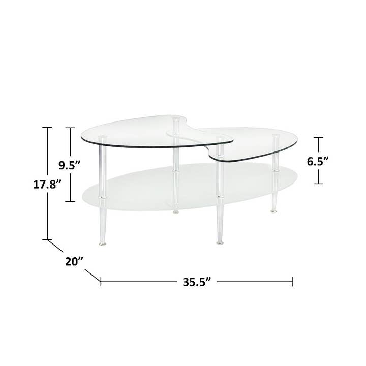 Silver 3-Tier Wave Dual Oval Coffee Table (Type B) (Silver) for wholesale on Faire