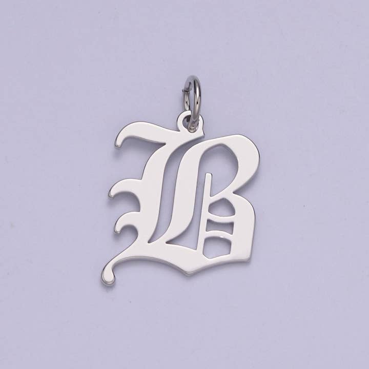 Aim Eternal - Wholesale Individual Charm/Pendant - Gothic Letter Charm, Alphabet Charm, Silver Letter Charm, 26 Letters Initial Charms Old English Letter Pendant A690~A7021