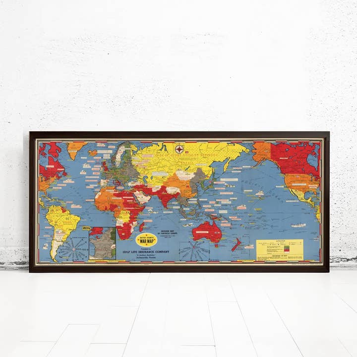 Antiguo Gráfico de Historia de la Segunda Guerra Mundial 1944 Eventos Fechados Aliados | Regalo de Mapa del Mundo Impresión de Mapa del Mundo | Mapa del Mundo Vintage | Arte de Pared de Mapa del Mundo para venta al por mayor de OldCityPrints - Old Maps and Posters