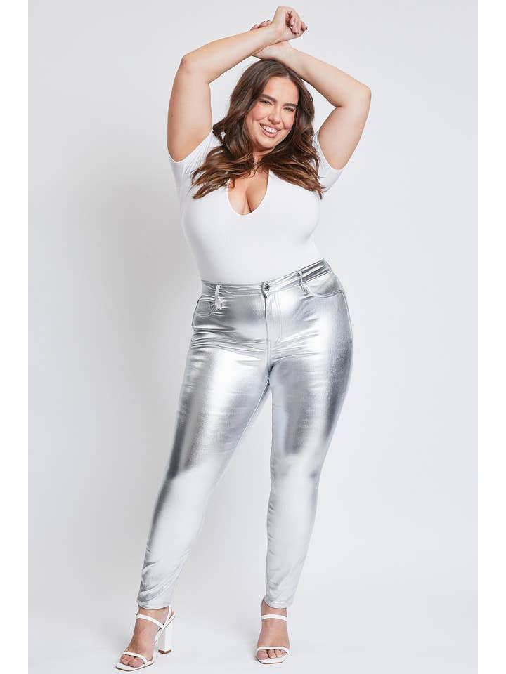 YMI - Wholesale Jeans - Women's - Junior Plus High-Rise Metallic Skinny Jean