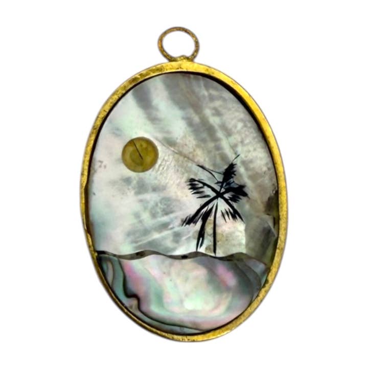 Single Charm - Mother of Pearl Beach Scene for wholesale by The Sage Vintage