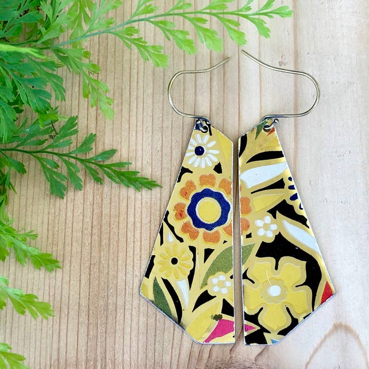 TTE Designs - Wholesale Dangle Earrings - Best Sellers - Set of 12 Recycled Vintage Tin Earrings 12