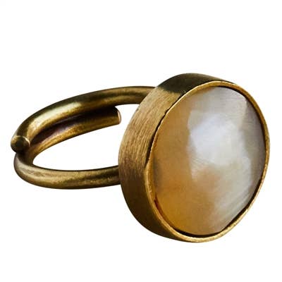 HomArt - Wholesale Cocktail/Statement Ring - Penny Ring, Brass, Light Horn