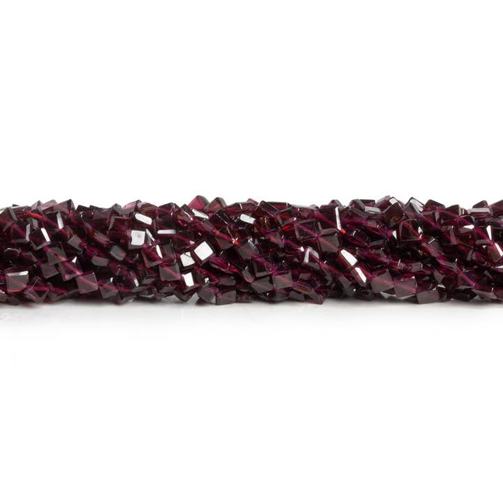 3-4mm Garnet Faceted Kites 12 inch 87 beads for wholesale by The Bead Traders