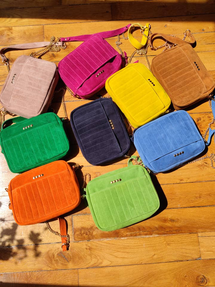 Suede leather bag worn over the shoulder for wholesale by JULIA PARIS