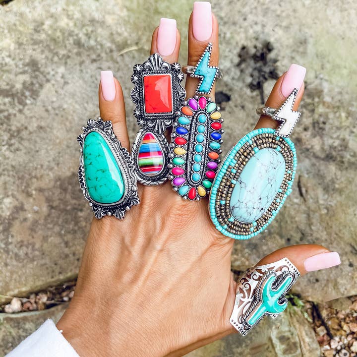 Boho Ranch Shop - Wholesale Cocktail/Statement Ring - Western Lightning Bolt Thunder - Ring5