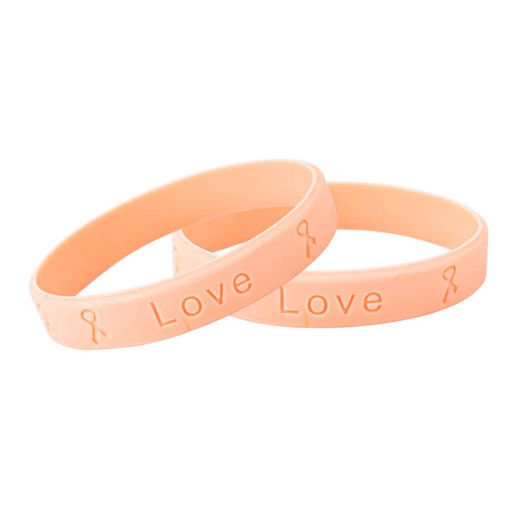 50 Pack of Peach Silicone Bracelets for Uterine Cancer, Endometrial Cancer for wholesale by The Awareness Company