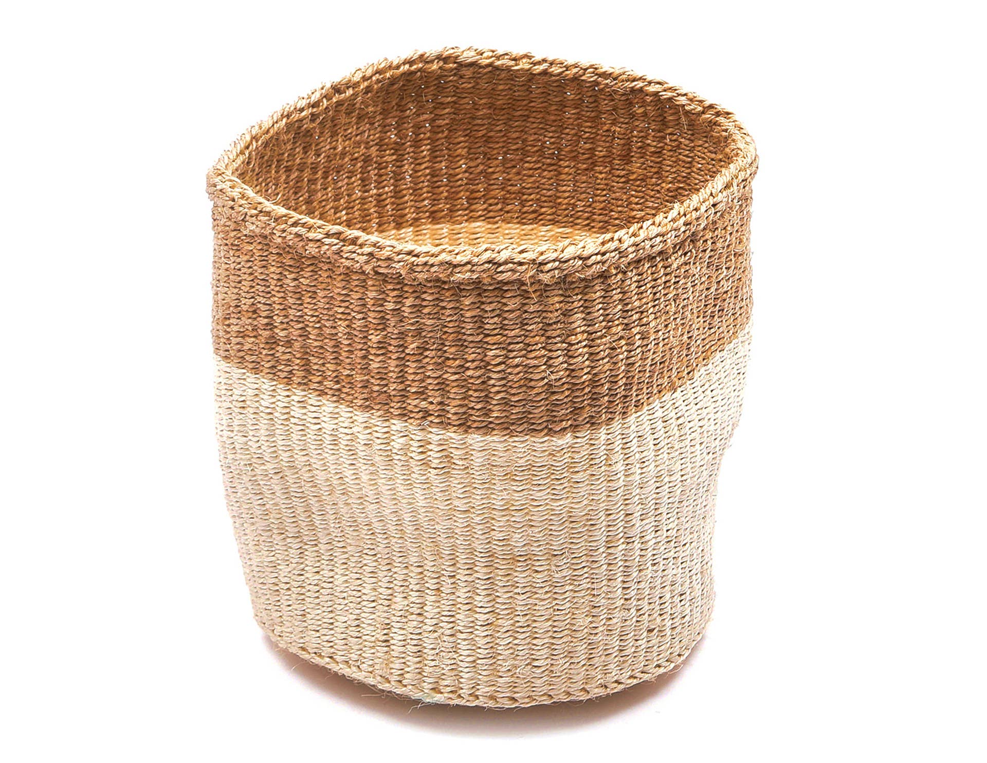 Natural CHAMA: Khaki & White Colour Block Storage Basket | Plant Pot Cover | Desk Tidy | Blanket Storage for wholesale on Faire8