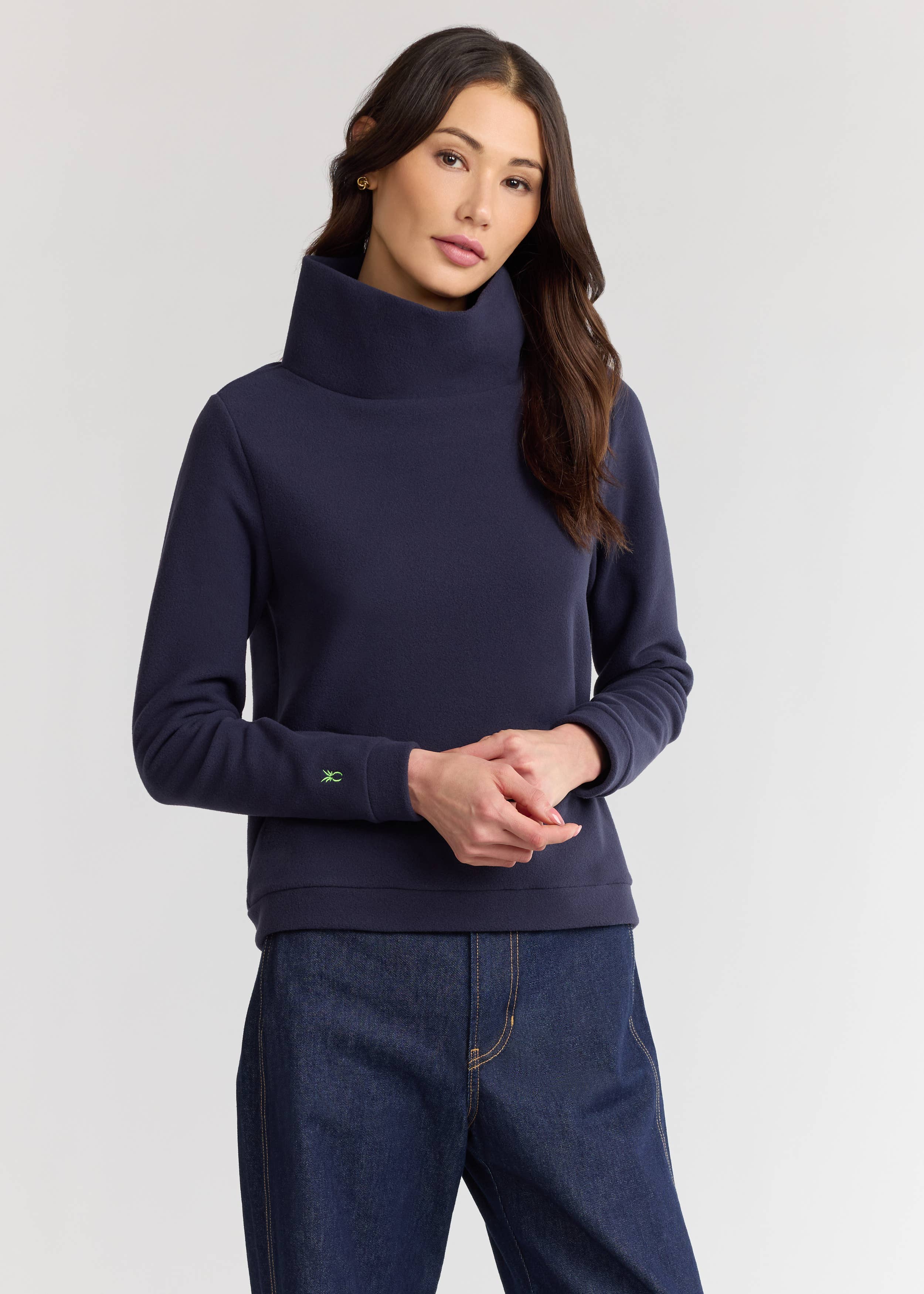 Dudley Stephens - Wholesale Knit Top - Women's - Park Slope Turtleneck in Vello Fleece (Navy)