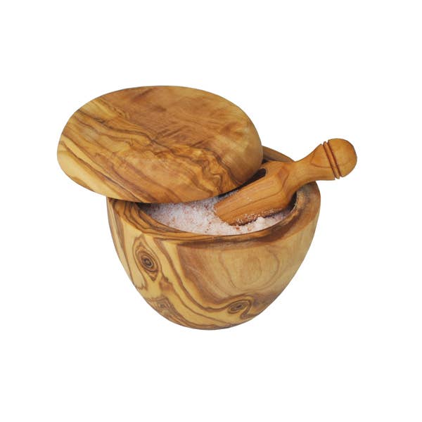 Naturally Med Inc. - Wholesale Salt & Pepper Shaker Set - Olive Wood Salt Cellar2