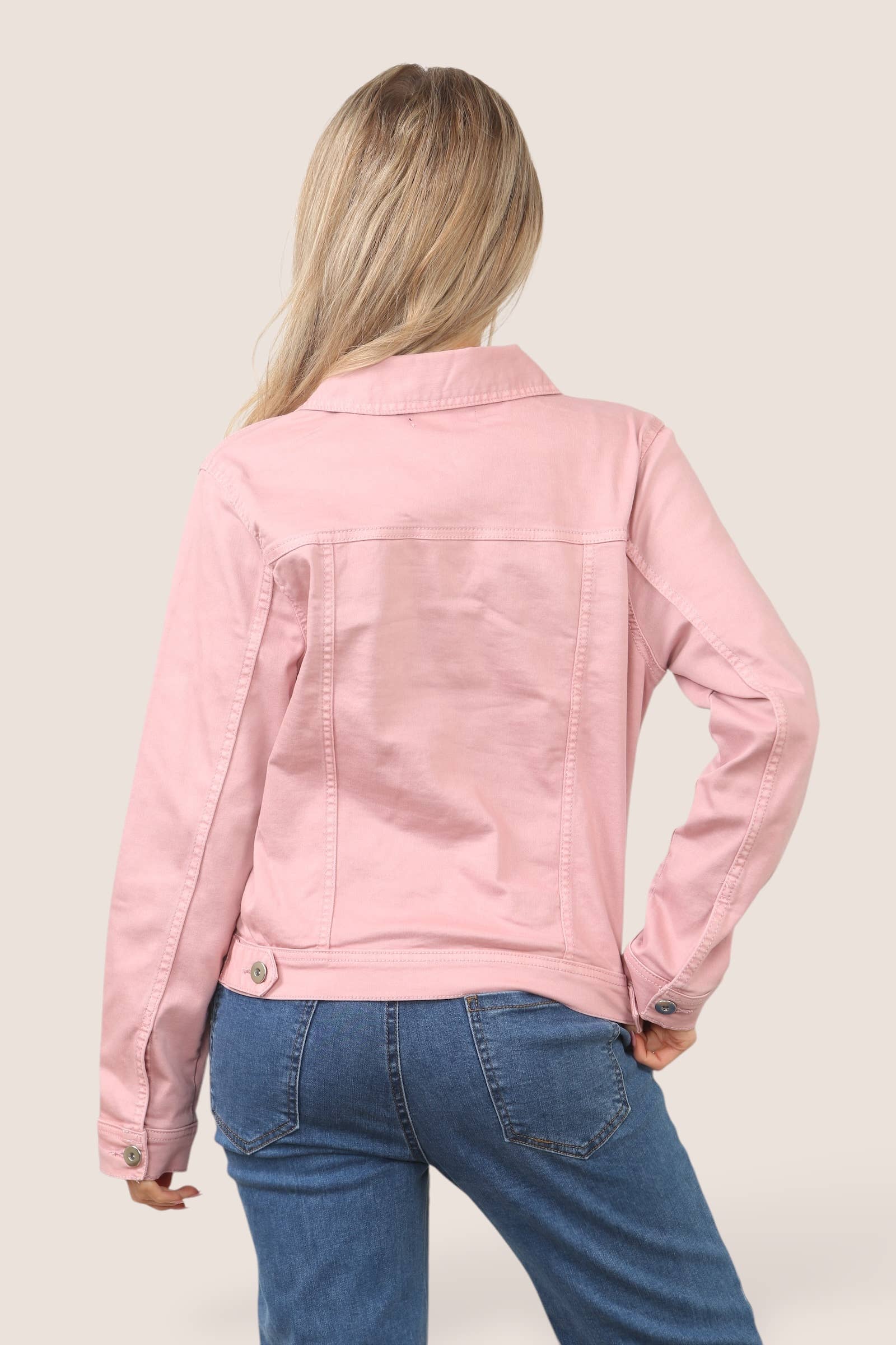 Kurt Muller - Vendita all'ingrosso Giacca di jeans - Donna - Giacca in denim di cotone elasticizzato rosa tenue lavato Kurt Muller3