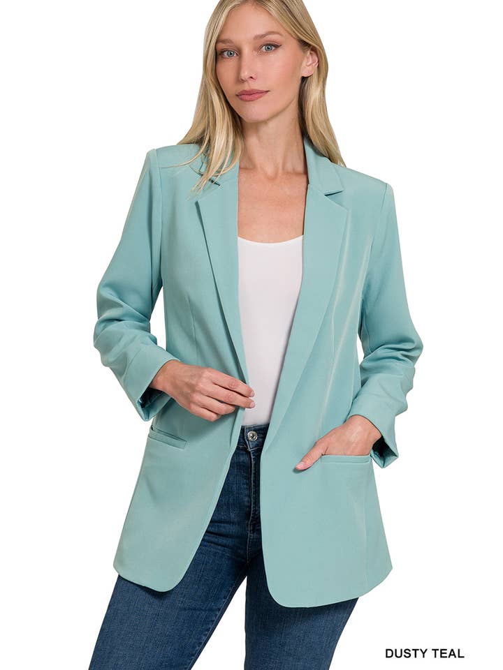 42POPS – wholesale Blazer - Dam – .. SI-24179 Vävd långärmad klassisk kavaj med öppen front med Li