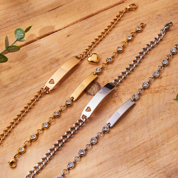 Speidel - Vente Bracelets maillon et chaîne - Bracelet d'identification en acier inoxydable avec pierres3