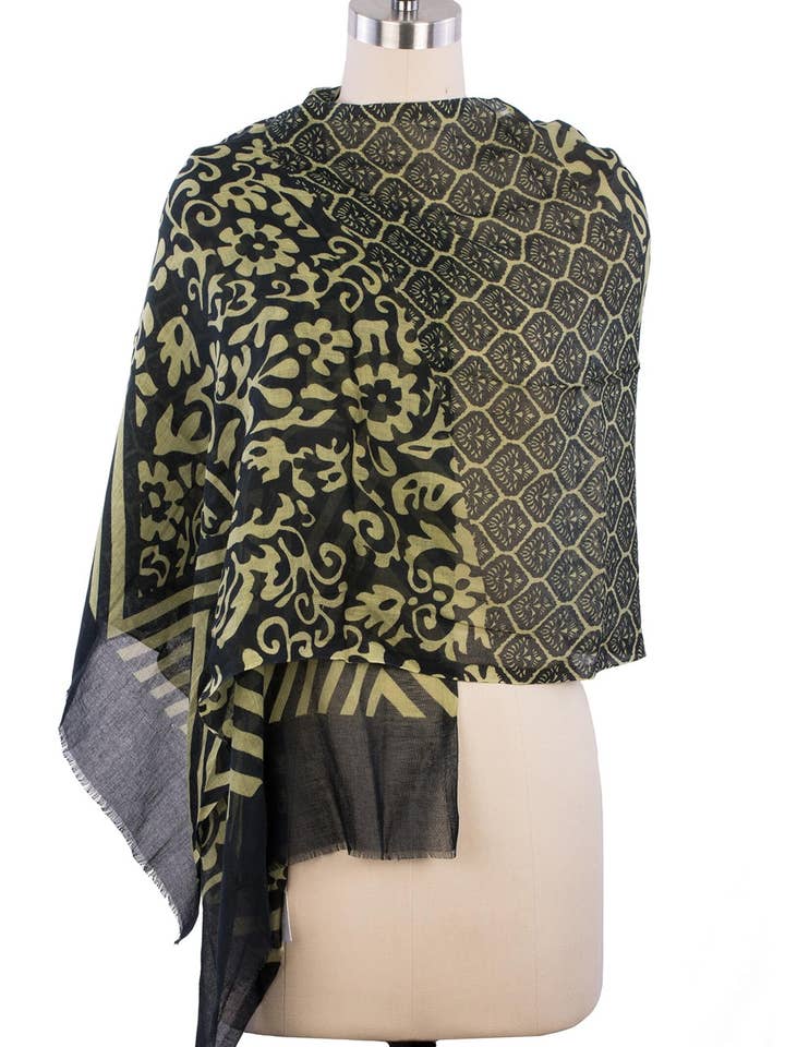 Wylla Mixed Print Cotton Scarf for wholesale by Veroma Gifts