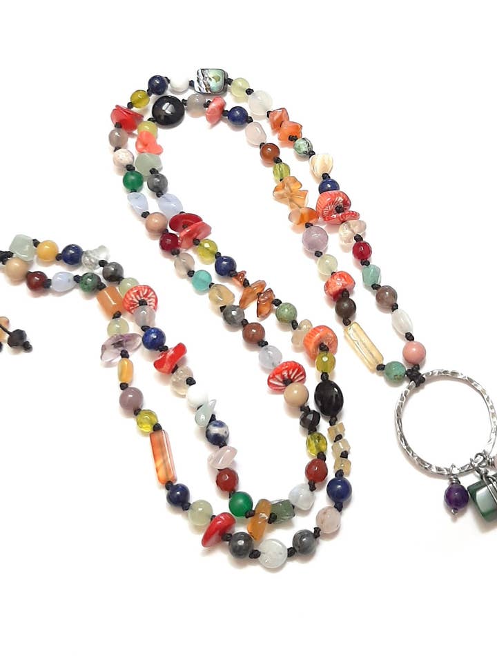 Salvador etnisk halskæde med 925 sølv og naturlige sten for engroshandel hos Andréa Chereau