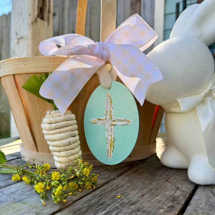 Geaux Magnolia - Wholesale Ornament - Cross Easter Basket Tag Ornament Spring Religious Decor5