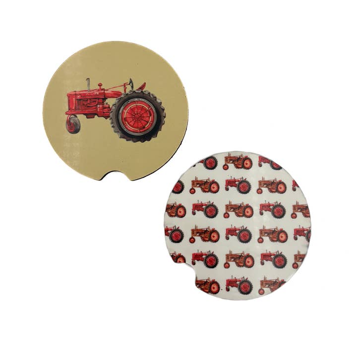 Vintage Red Tractors Car Coasters Set of 2 for wholesale by Sage & Soil