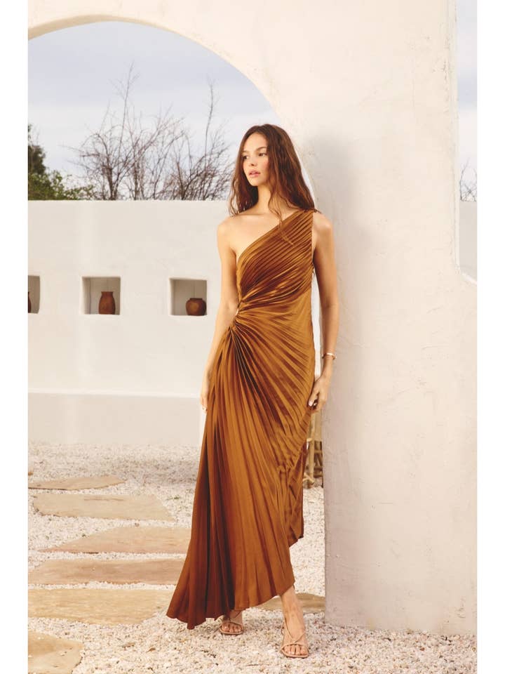 Dress Forum - Wholesale Dress - Women's - Olympia Asymmetrical Pleated Maxi Dress (1)