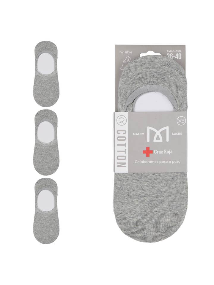 KYLIE CRAZY - Wholesale Socks - Unisex - Pack of 3 premium cotton invisible socks - Red Cross3