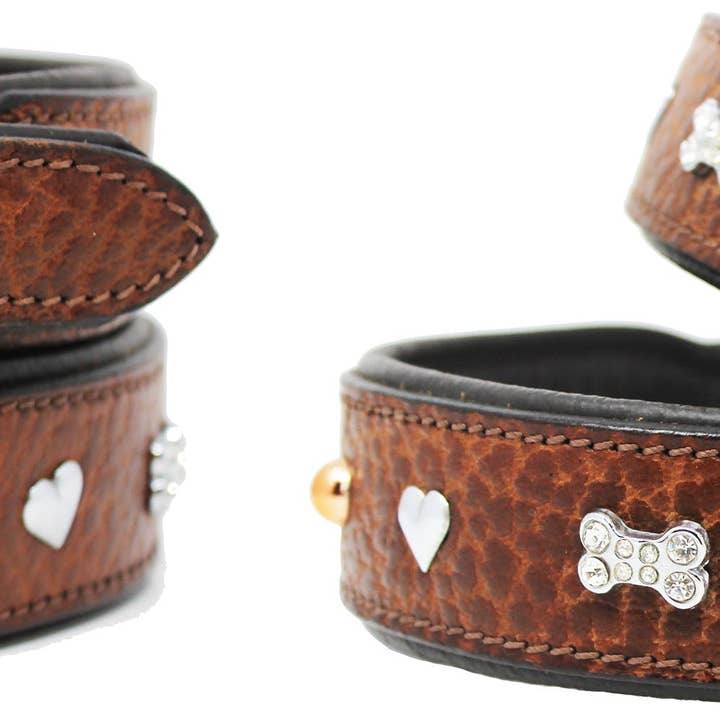 Soft Genuine Leather Padded Charm Dog Collar 60AA264 for wholesale by Challenger