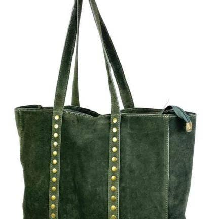 Chenson & Gorett - Venta al por mayor Bolsa de asa- Mujer - Amplio Bolso Shopper Piel Serraje con tachuelas decorativas11