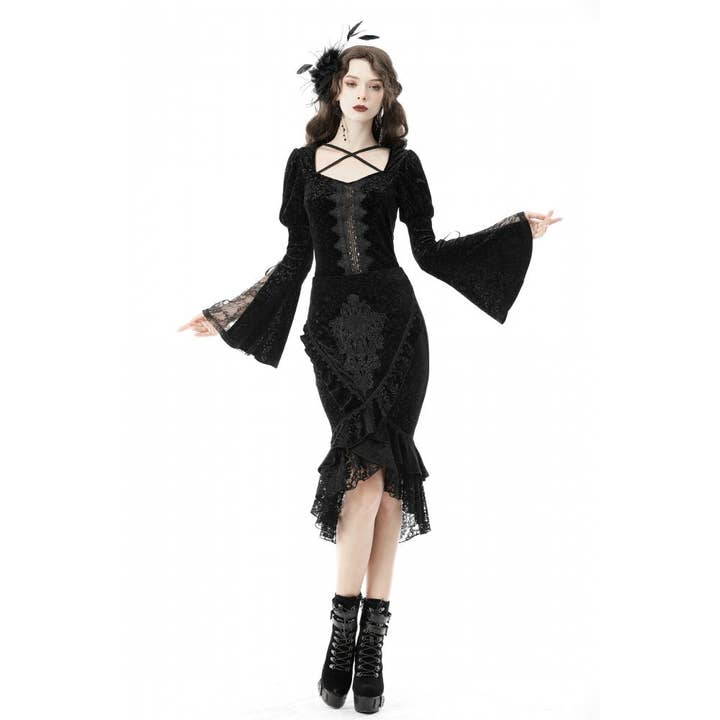 Necessary Evil (Kate's Clothing Ltd T/As) - Wholesale Skirt - Women's - Dark In Love Zira Velvet Fishtail Skirt