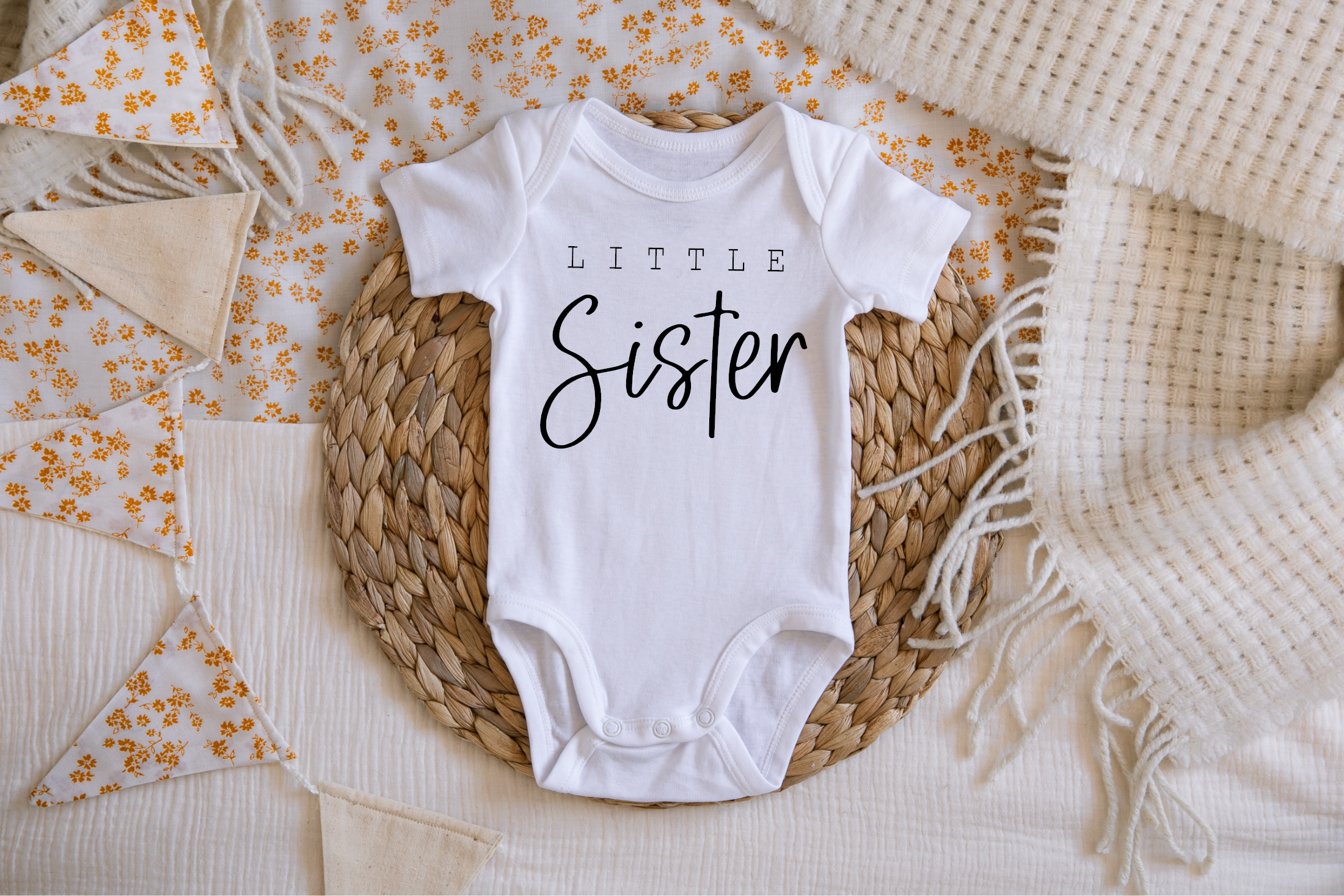 Claire and Bella - Wholesale Bodysuit (Non-Footed) - Baby - Little Sister Pregnancy & Gender Reveal Onesie0