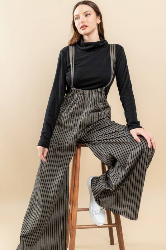 Oddi - Wholesale Jumpsuit - Women's - Wide Leg Stripe Suspender Jumpsuit16
