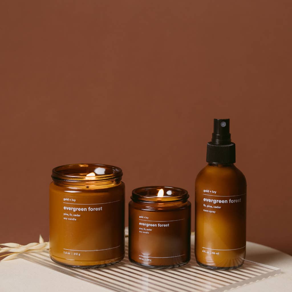 gold + ivy - Vente Bougie en bocal - bougie en cire de soja forêt sempervirente - sapin, pin, cèdre3