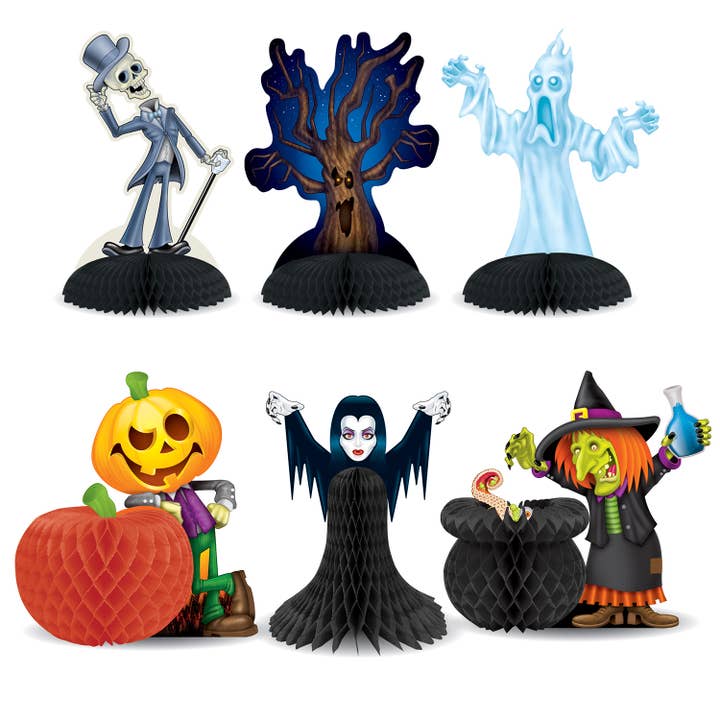Beistle - Vendita all'ingrosso Decorazioni da tavolo - Centrotavola con personaggi di Halloween, 12,7 x 17,8 cm, confezione da 6
