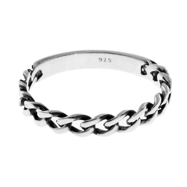 Skyla oxidised chain band ring for wholesale by Kali Ma Designs - Sterling Silver Jewellery