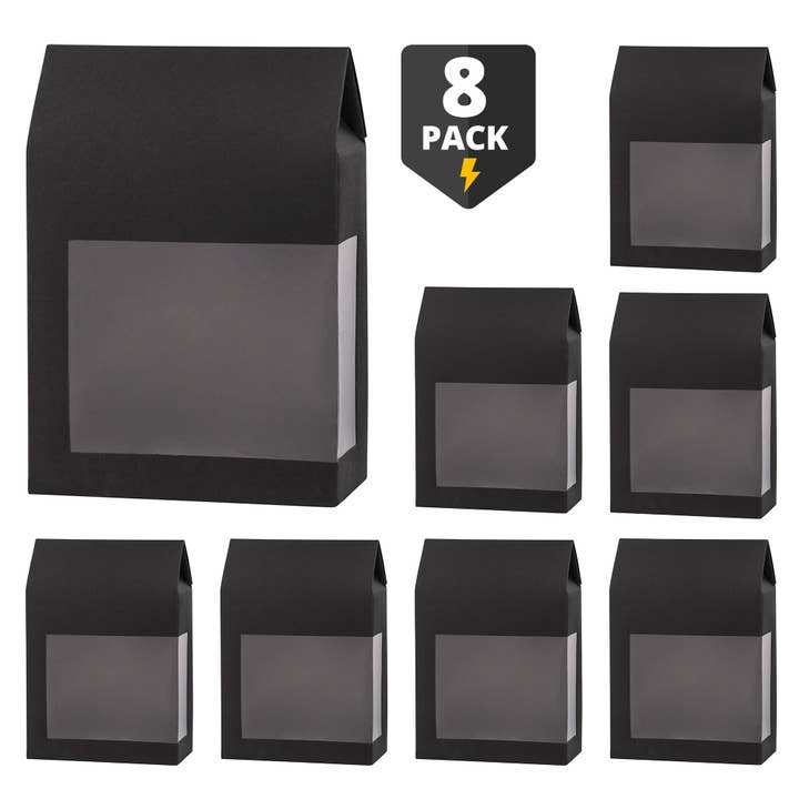 Hammont - Wholesale Gift Box - Gift Boxes 8 Pack Tall Paper Boxes With Window Black