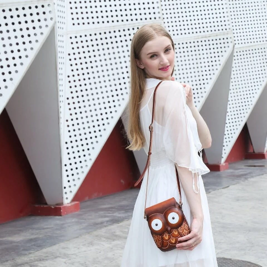 Sunflower Handmade leather inc - Wholesale Crossbody Bag - Women's - Leather large owl purse handbag crossbody8